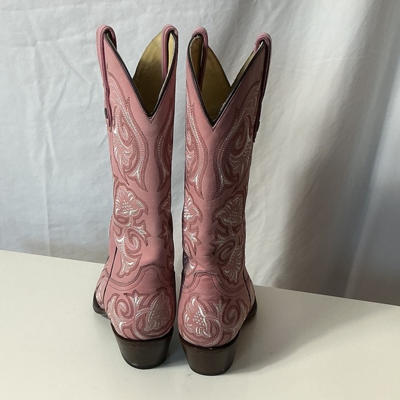 Corral Pink Embroidered Leather Cowboy Boots - Picture 7 of 12
